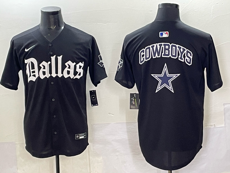 Men’s Dallas Cowboys black team blank baseball jersey