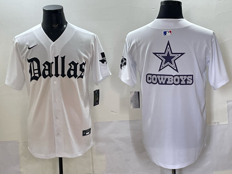 Men’s Dallas Cowboys white team blank baseball jersey