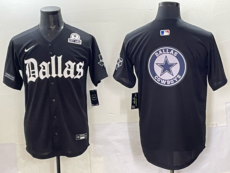 Men’s Dallas Cowboys black team blank baseball jersey