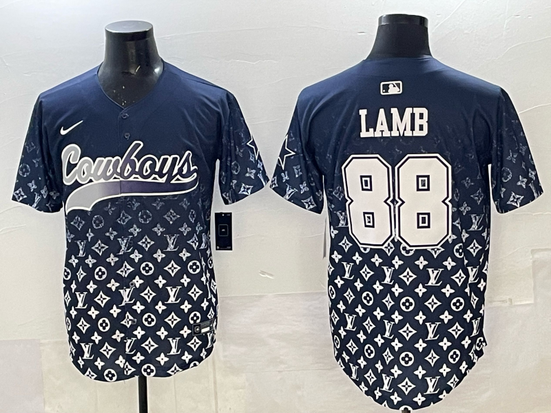 Men’s Dallas Cowboys #88 LAMB fashion navy baseball jersey