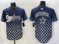 Men’s Dallas Cowboys team blank fashion navy baseball jersey