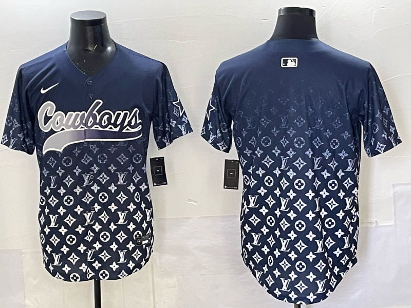 Men’s Dallas Cowboys team blank fashion navy baseball jersey