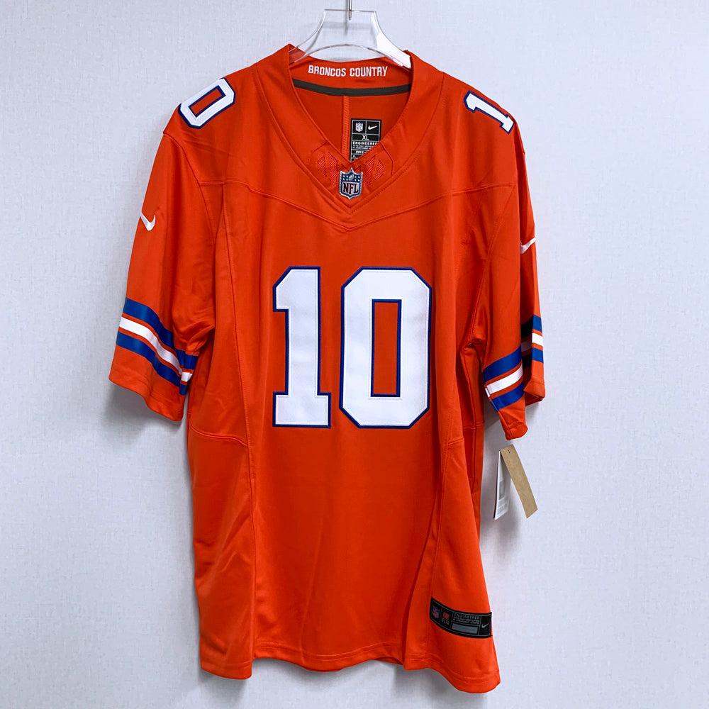 Mens Denver Broncos #10 Bo Nix Nike Mile High Collection 1977 Throwback F.U.S.E. Limited Jersey – Orange