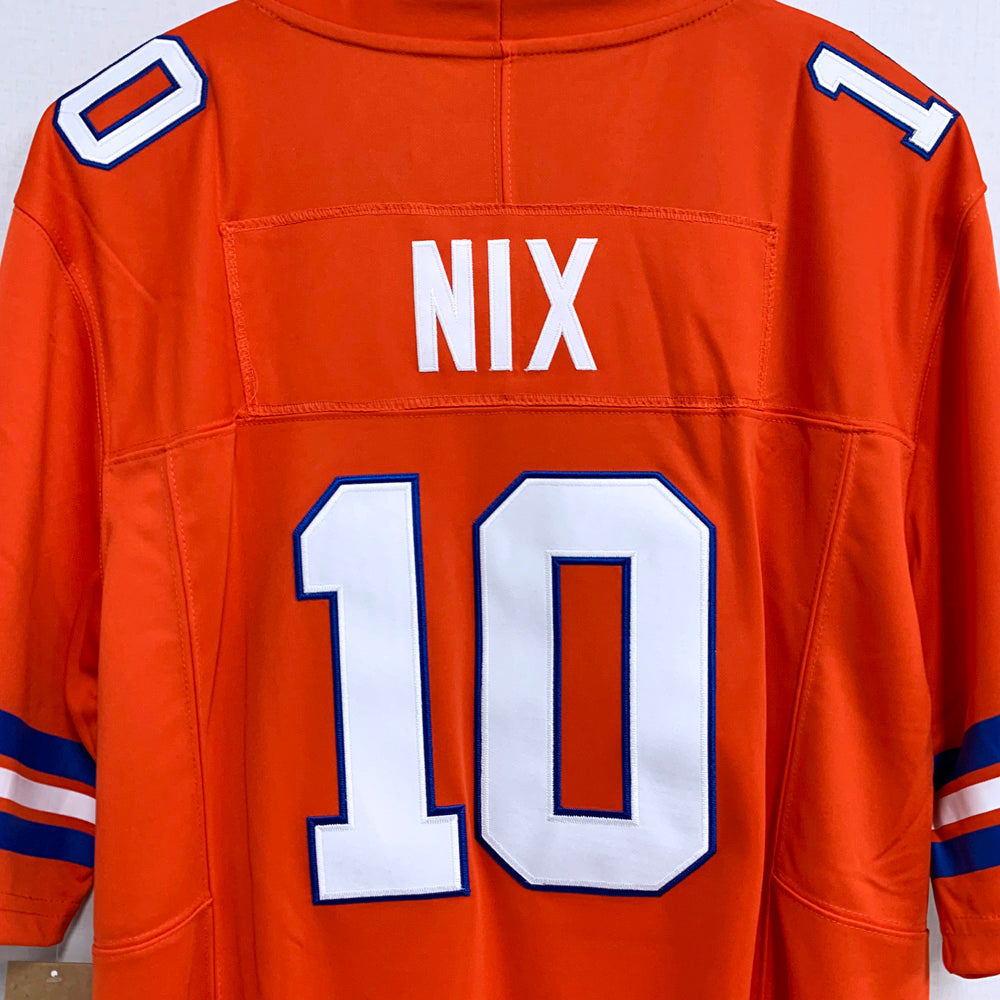 Mens Denver Broncos #10 Bo Nix Nike Mile High Collection 1977 Throwback F.U.S.E. Limited Jersey – Orange