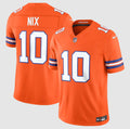 Mens Denver Broncos #10 Bo Nix Nike Mile High Collection 1977 Throwback F.U.S.E. Limited Jersey – Orange