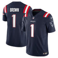 Men’s New England Patriots #1 A.J. Brown Navy Vapor F.U.S.E. Limited Jersey