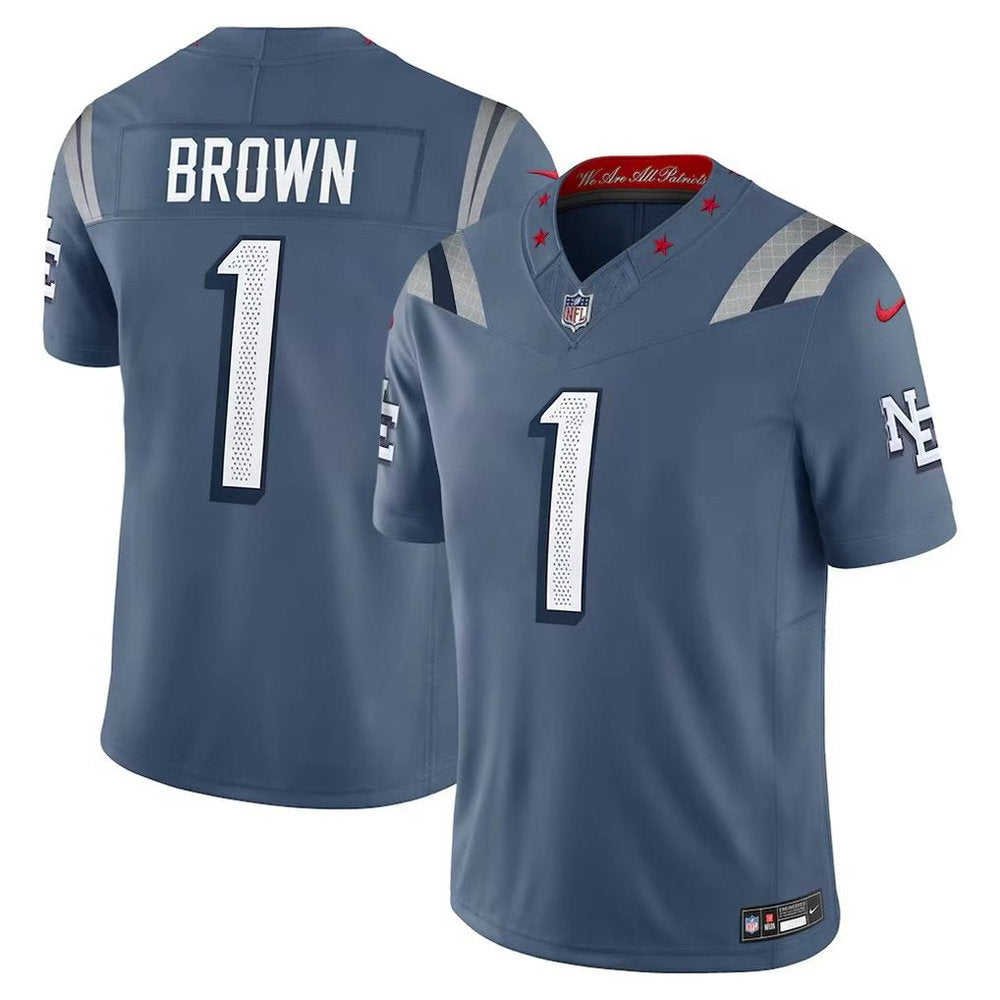 Men’s New England Patriots #1 A.J. Brown Red Vapor F.U.S.E. Limited Jersey