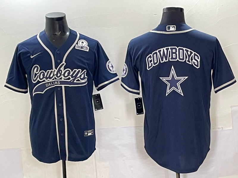 Men’s Dallas Cowboys navy team blank baseball jersey