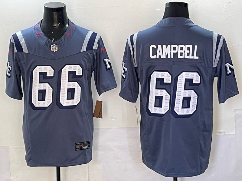 Men’s New England Patriots Will Campbell #66 Storm Blue 2025 Rivalries Collection Limited Jersey