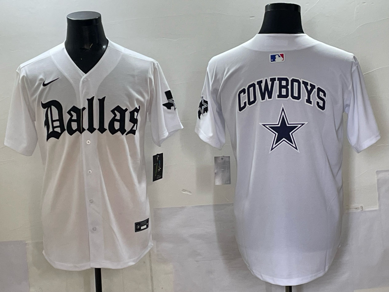 Men’s Dallas Cowboys white team blank baseball jersey