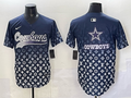 Men’s Dallas Cowboys team blank fashion navy baseball jersey