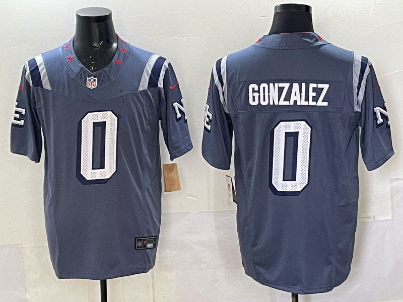 Men’s New England Patriots Christian Gonzalez #0 Storm Blue 2025 Rivalries Collection Limited Jersey