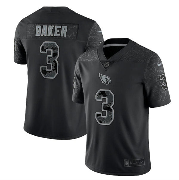 Men’s Arizona Cardinals #3 Budda Baker Black Reflective Limited Jersey