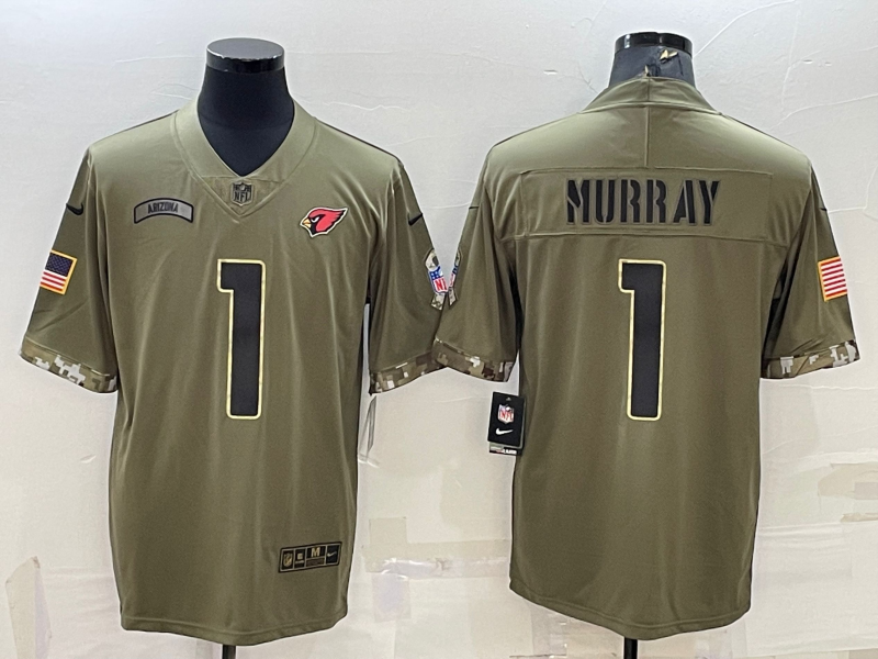 Men’s Arizona Cardinals Kyler Murray #1 Olive 2022 Salute To Service Limited Jersey