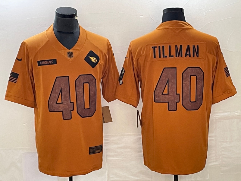 Men’s Arizona Cardinals Pat Tillman #40 Brown 2023 Salute To Service Retired Limited Jersey