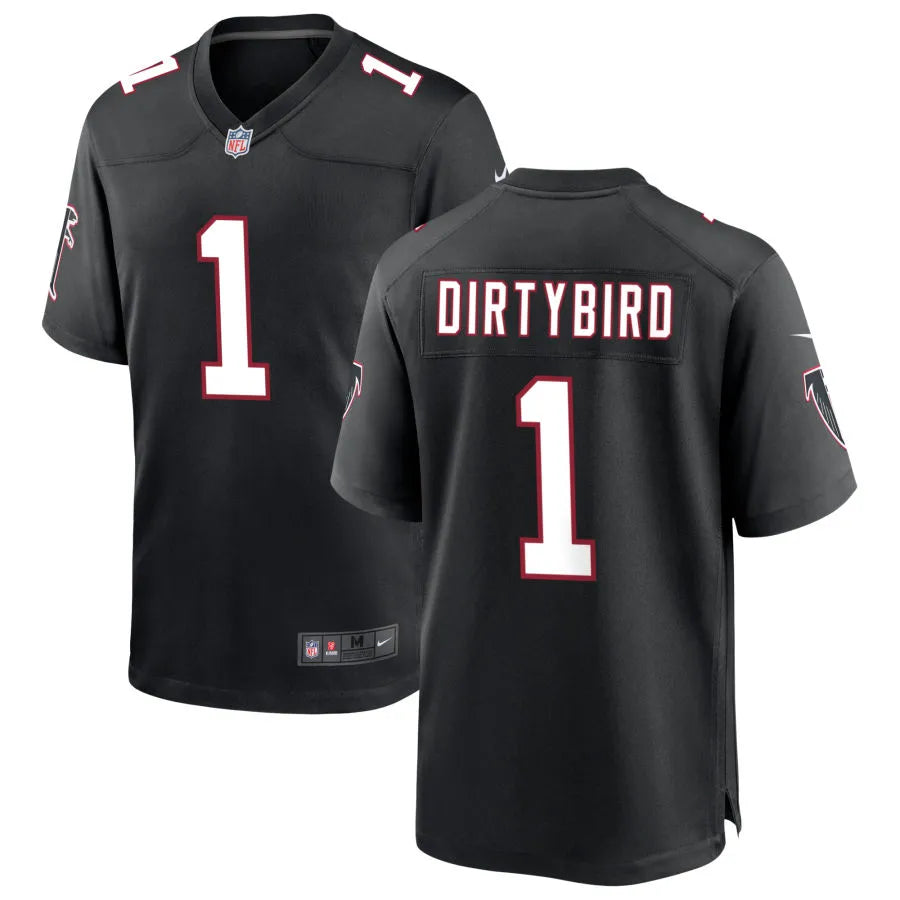 Men’s Atlanta Falcons #1 Dirty Birds Nike Black Throwback Limited Jersey