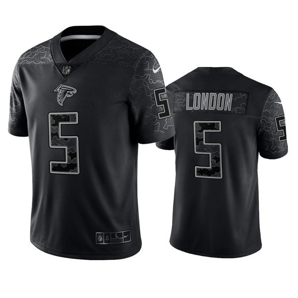Men’s Atlanta Falcons #5 Drake London Black Rflctv Limited Jersey