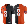Men’s Atlanta Falcons Florida Gators Mix #8 Kyle Pitts Orange Black Split Two Tone Jersey