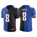 Men’s Atlanta Falcons Florida Gators Mix #8 Kyle Pitts Roya Black Split Two Tone Jersey