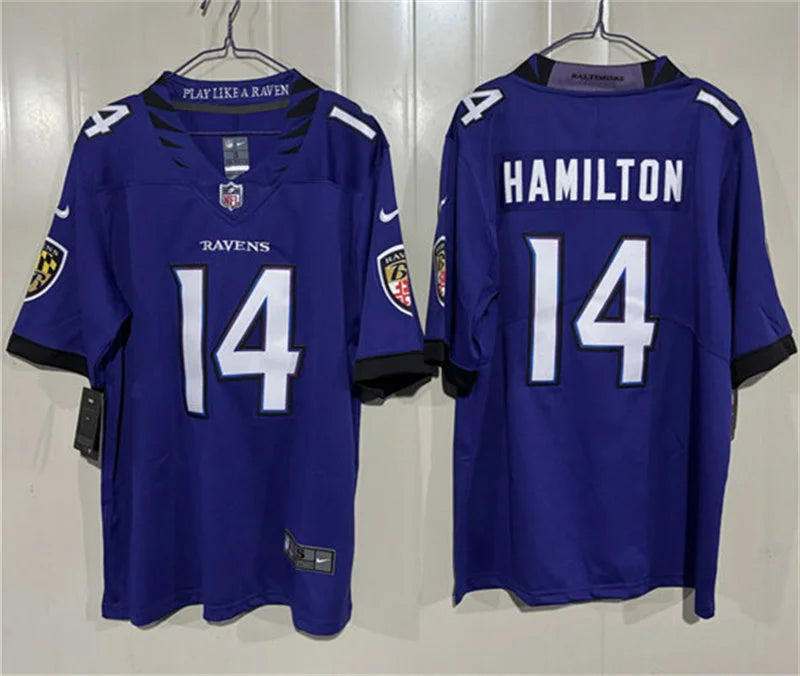 Men’s Baltimore Ravens #14 Kyle Hamilton Nike 2026 Next Flight Purple Vapor F.U.S.E Limited Jersey