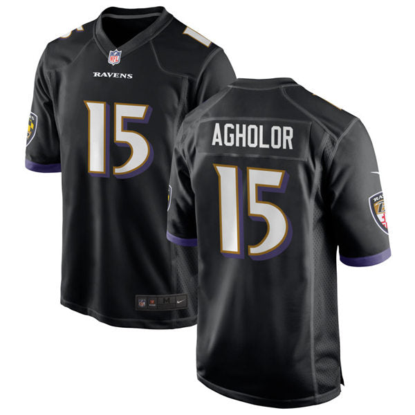 Men’s Baltimore Ravens #15 Nelson Agholor Nike Black Alternate Vapor Limited Player Jersey