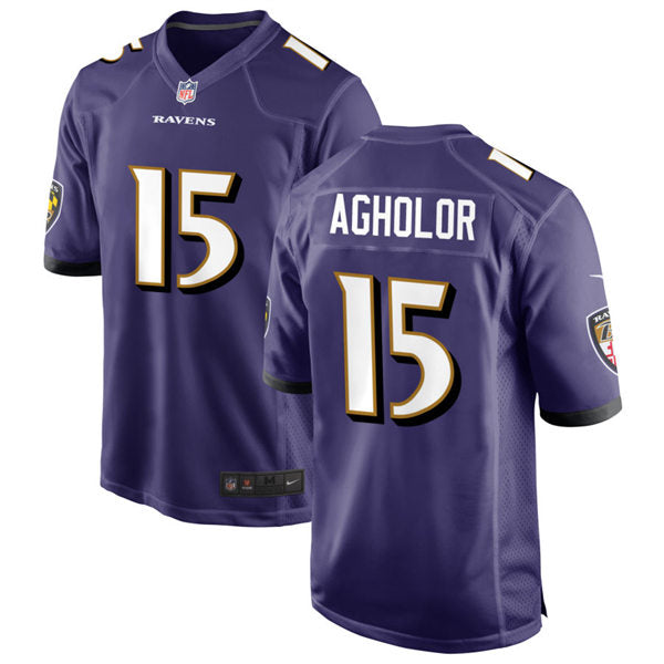 Men’s Baltimore Ravens #15 Nelson Agholor Nike Purple Vapor Limited Player Jersey