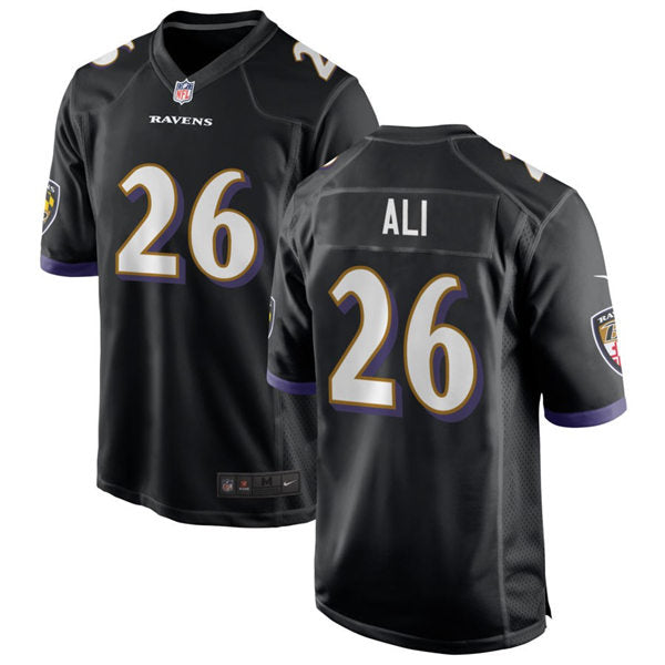 Men’s Baltimore Ravens #26 Rasheen Ali Nike Black Alternate Vapor Limited Player Jersey