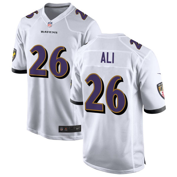 Men’s Baltimore Ravens #26 Rasheen Ali Nike White Vapor Limited Player Jersey
