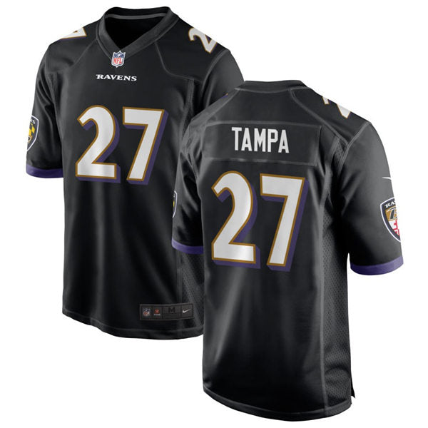 Men’s Baltimore Ravens #27 T. J. Tampa Nike Black Alternate Vapor Limited Player Jersey