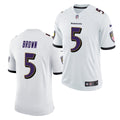 Men’s Baltimore Ravens #5 Marquise Brown Nike White Vapor Limited Player Jersey