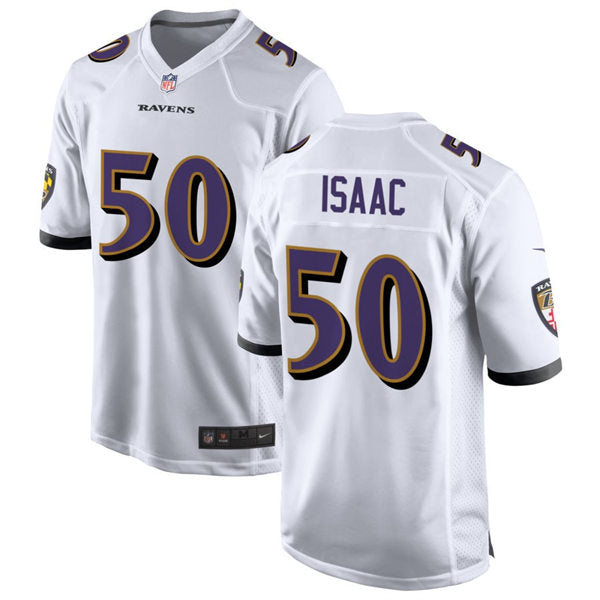 Men’s Baltimore Ravens #50 Adisa Isaac Nike White Vapor Limited Player Jersey