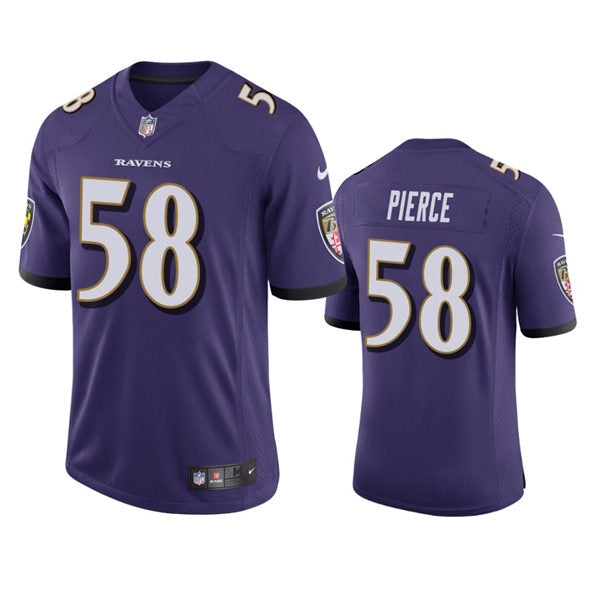 Men’s Baltimore Ravens #58 Michael Pierce Nike Purple Vapor Limited Player Jersey