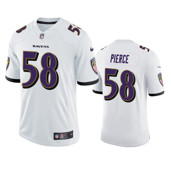 Men’s Baltimore Ravens #58 Michael Pierce Nike White Vapor Limited Player Jersey