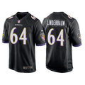Men’s Baltimore Ravens #64 Tyler Linderbaum Nike Black Alternate Vapor Limited Player Jersey