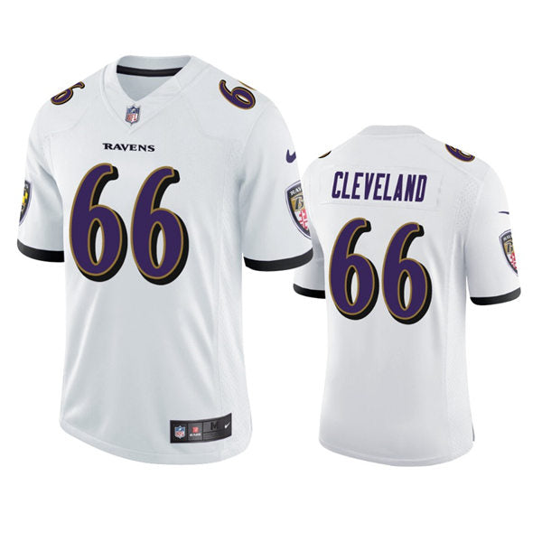 Men’s Baltimore Ravens #66 Ben Cleveland Nike White Vapor Limited Player Jersey