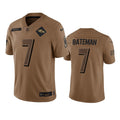 Men’s Baltimore Ravens #7 Rashod Bateman Brown 2023 Salute To Service Limited Jersey
