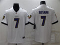 Men’s Baltimore Ravens #7 Rashod Bateman Nike White Vapor Untouchable Limited Jersey