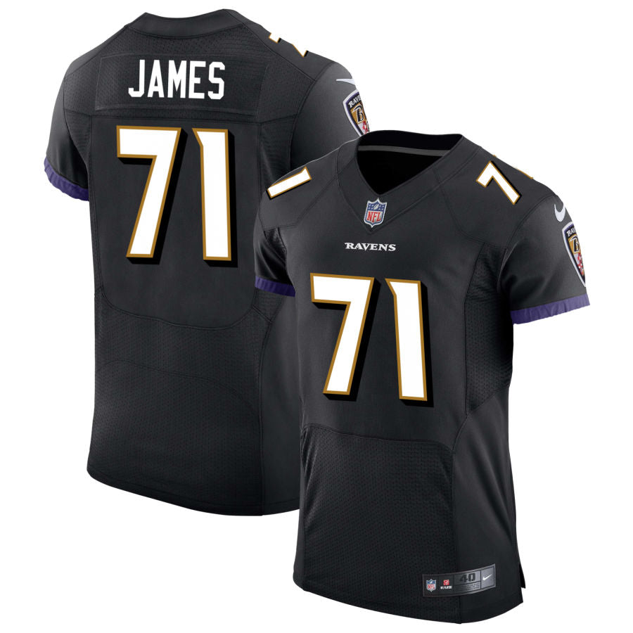 Mens Baltimore Ravens #71 Ja’Wuan James Nike Black Vapor Limited Player Jersey