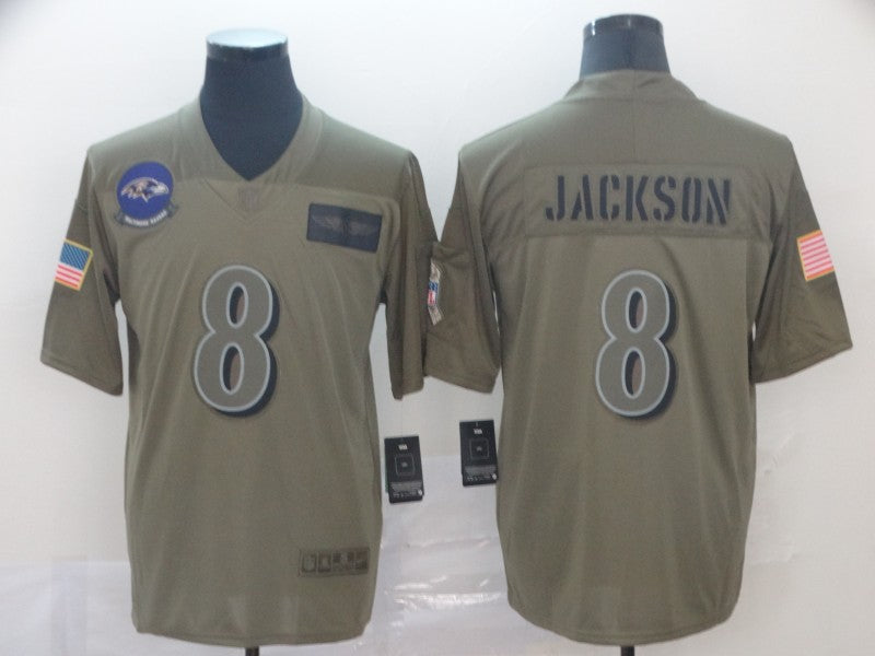 Men’s Baltimore Ravens #8 Lamar Jackson Grey Jersey