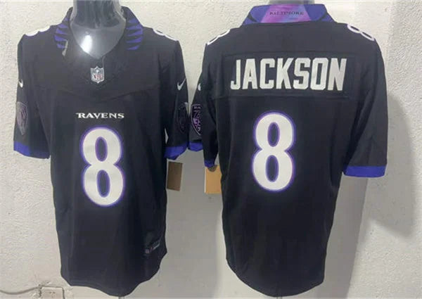 Men’s Baltimore Ravens #8 Lamar Jackson Nike Black 2026 Next Flight Vapor F.U.S.E. Limited Jersey
