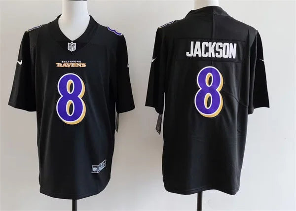 Men’s Baltimore Ravens #8 Lamar Jackson Nike Fashion Jersey – Carbon Black