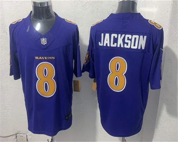 Men’s Baltimore Ravens #8 Lamar JacksonNike Purple Alternate Vapor F.U.S.E  2026 Next Flight Jersey