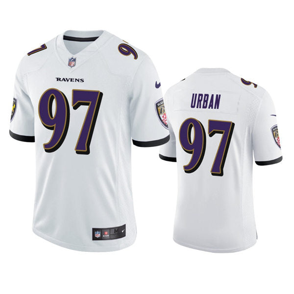 Men’s Baltimore Ravens #97 Brent Urban Nike White Vapor Limited Player Jersey
