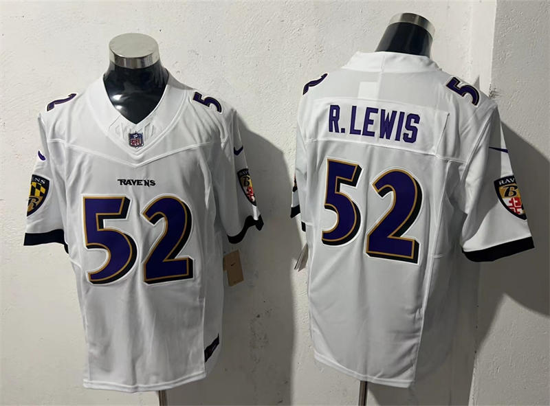 Men’s Baltimore Ravens Retired Player #52 Ray Lewis Nike White Vapor Vapor F.U.S.E Limited Jersey
