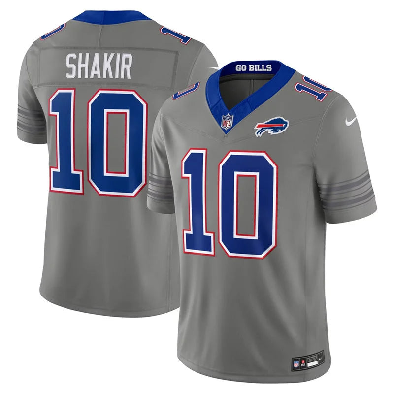 Mens Buffalo Bills #10 Khalil Shakir Nike Gray Nickel City Vapor F.U.S.E. Limited Jersey