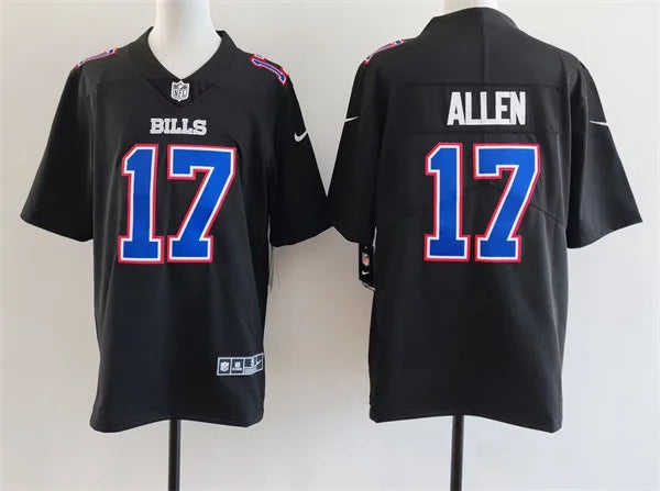 Mens Buffalo Bills #17 Josh Allen Carbon Black Fashion Limited Jersey
