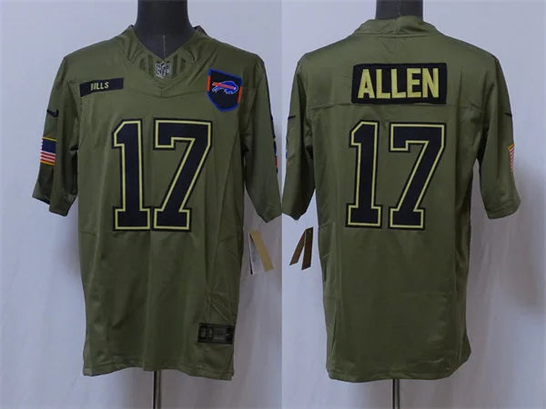 Mens Buffalo Bills #17 Josh Allen Nike 2025 Salute to Service Limited Jersey – Olive
