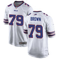 Mens Buffalo Bills #79 Spencer Brown Nike White Away Vapor Limited Jersey