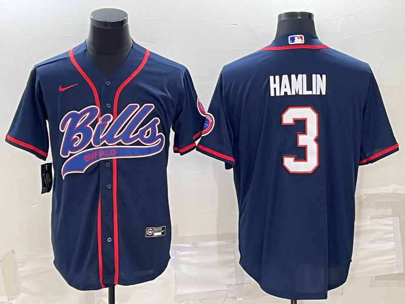 Men’s Buffalo Bills Damar Hamlin #3 Navy Jersey Joint Edition