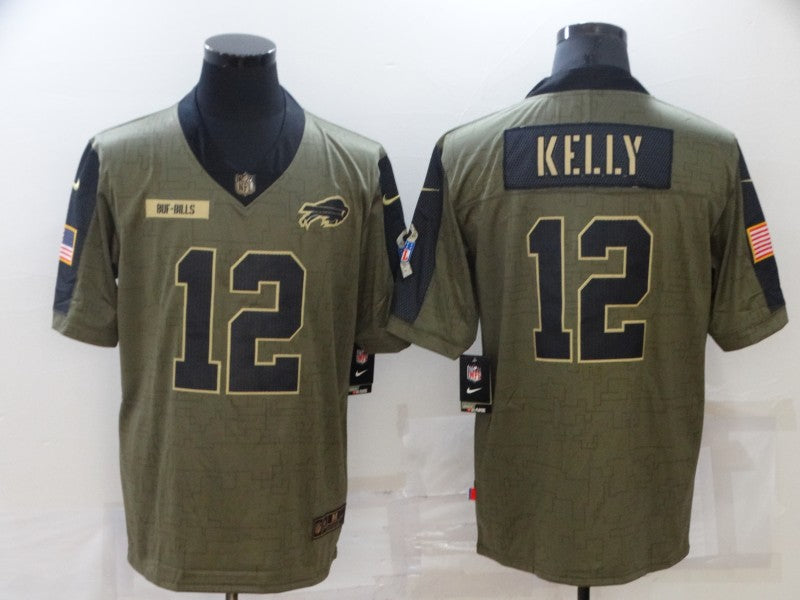 Men’s Buffalo Bills Jim Kelly #12 Brown Jersey